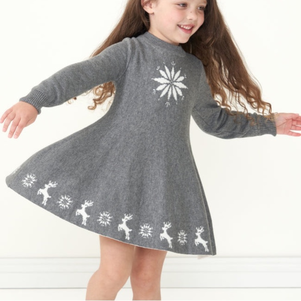 NWT! Little Sleepies Heather Charcoal Long Sleeve Snowflake Dress | 3T